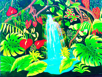 Jungle Waterfall oil painting