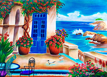 Mediterranean House oil painting