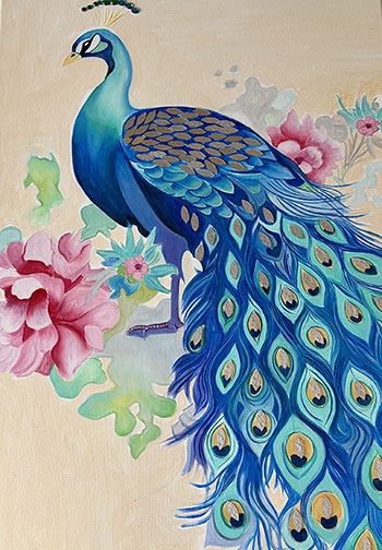 Peacock oil painting